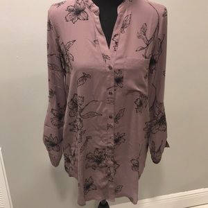 Purple floral button up blouse